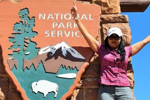 Sangeeta goes hiking at national parks.