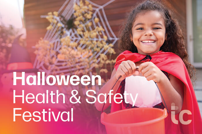 TrueCare Halloween Health and Safety Festival. Cut little girl trick or treating as little red riding hood