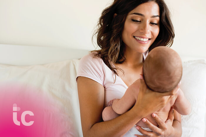 TrueCare WIC Virtual Breastfeeding Support Group, smiling mom holding baby